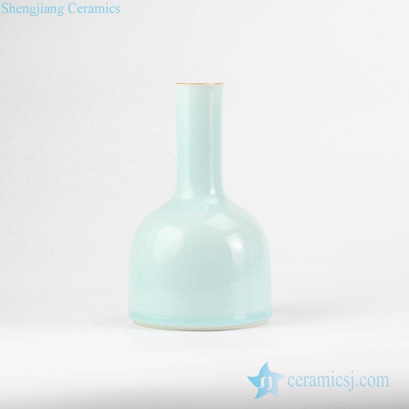 turquoise color pure light green mallet shape ceramic flower vase