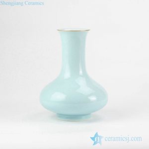 RZJR05 turquoise celadon glaze plain color onion shape ceramic flower vase
