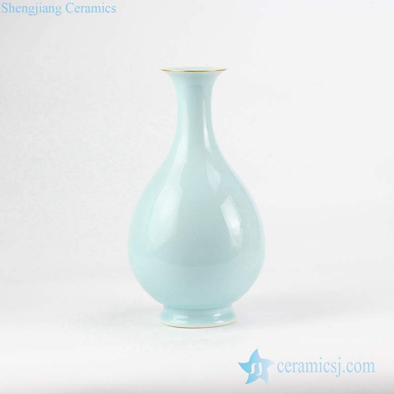 Mint green refined pear shape ceramic artificial flower vase