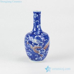 RYXN24 Bulk sale mallet shape blue and white red hand paint China dragon pattern porcelain vase