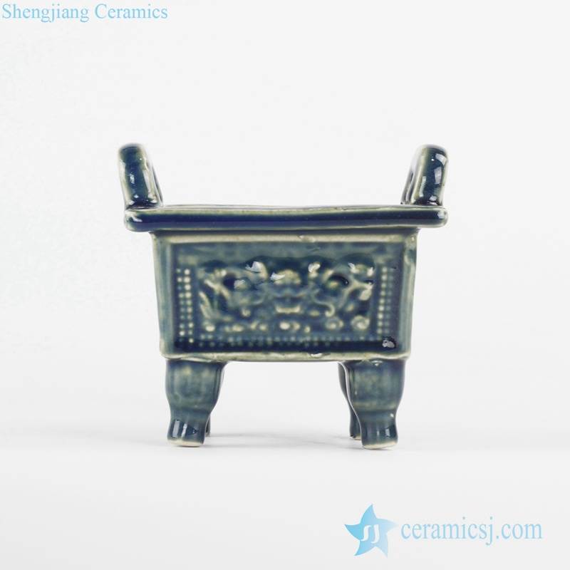 Small Chinese ancient cooking vessel  with loop handles and four legs design ceramic quadripod