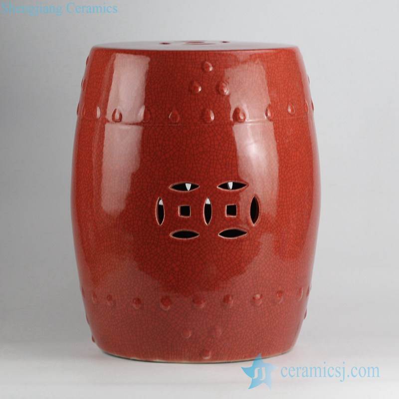 Hot sale red color with crackle ceramic lounge stool 