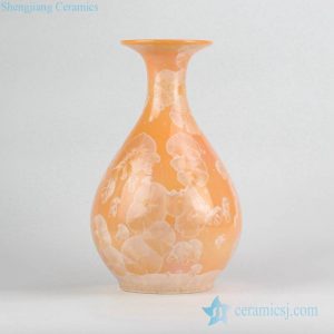 RZCU15 Orange color Jingdezhen China design ice crackle transitional glaze porcelain flower vase