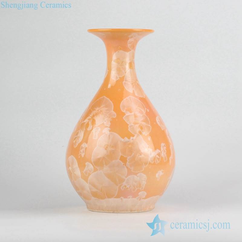 Orange color Jingdezhen China design ice crackle transitional glaze porcelain flower vase