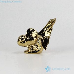 RZCW02-B Home decor contemporary gold gilded porcelain lucky fish figurine