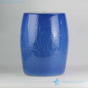 RZKL05-A Blue glazed hand carved mocking bird pattern porcelain lounge bar seat