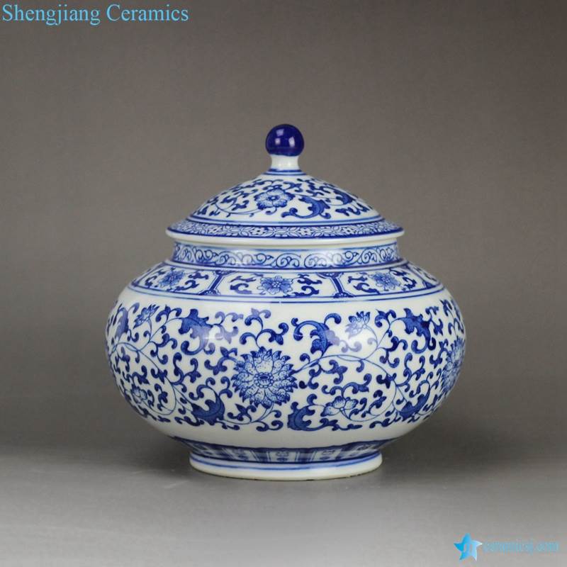 Japanese style connoisseur collection hand paint cornflower pattern porcelain tea jar