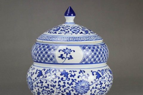 RZBG07-B Round belly calabash design Japan style blue and white hand paint porcelain candle jar