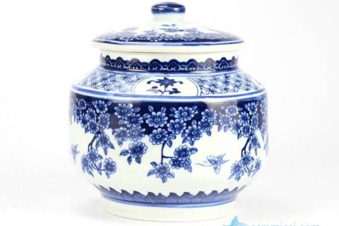 RZBV03 Butterfly loves the flower pattern traditional style home porcelain cookie jar