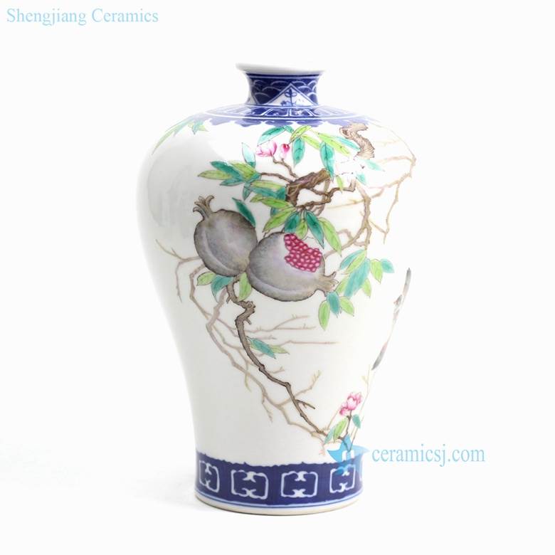 China art hand paint pomegranate pattern porcelain flower vase