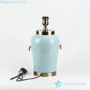 DS105-RZJX04 Factory direct export sale glacier ice crackle glaze brass base and lug palace ceramic lamp