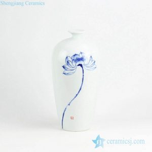 RYNQ225 Blue and white summer water pond lotus pattern porcelain vase