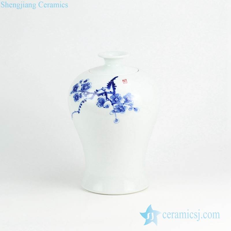 Sector Porcelain Jewelry box painted blue spring flowers from city JIngdezhen zz