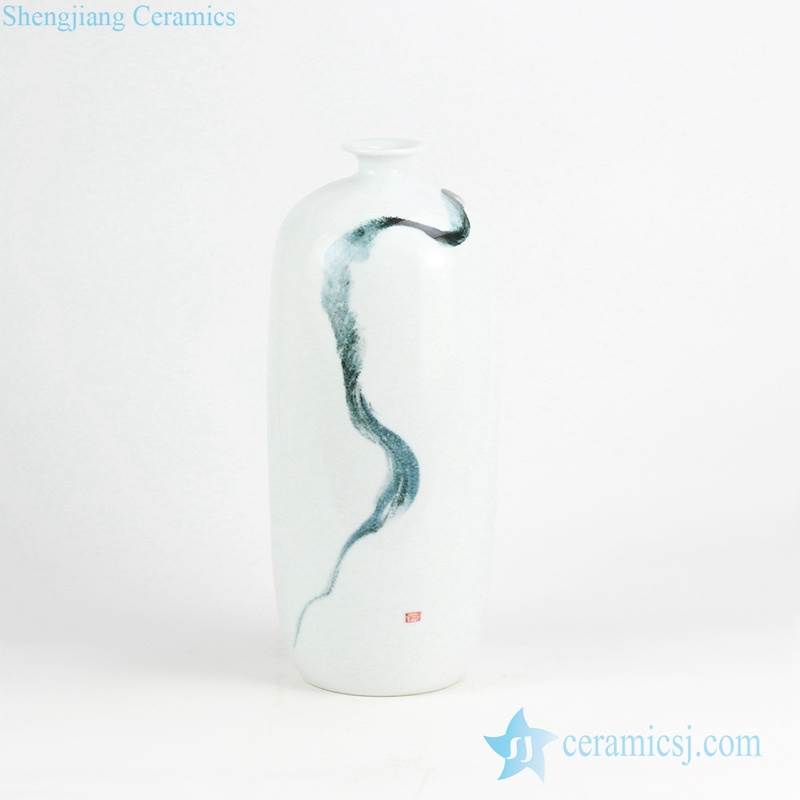 Chinese calligraphy ribbon pattern porcelain vase