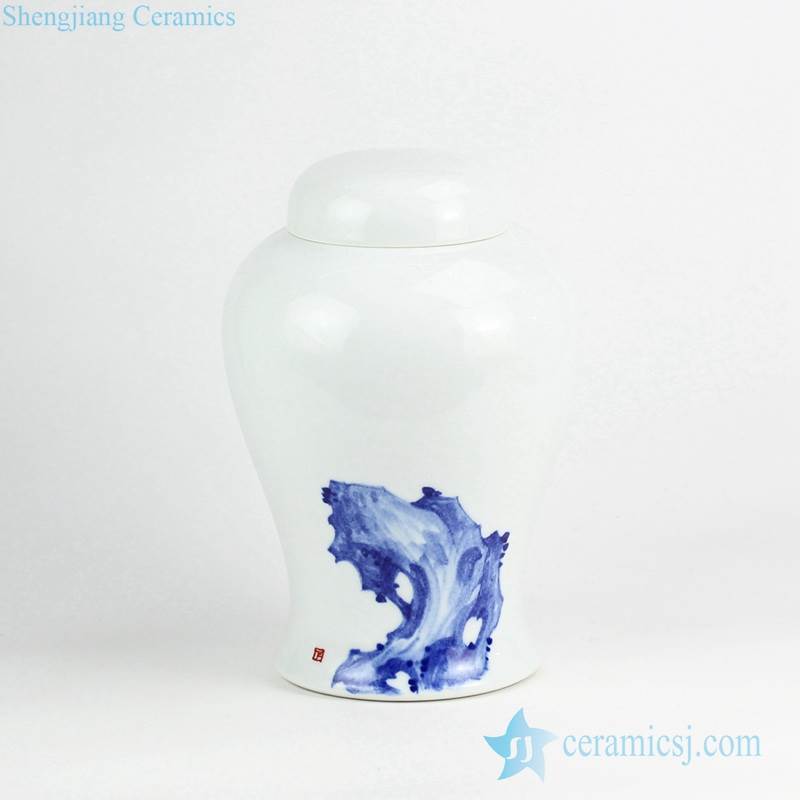 Hand paint natural crockery pattern porcelain jar with bowl cap