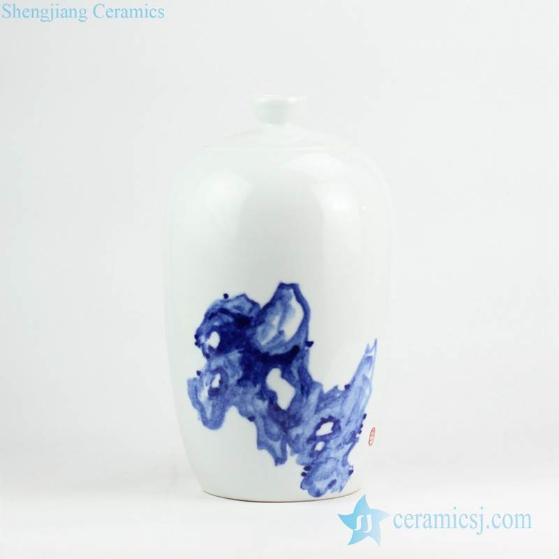 Blue and white Asian ink painting crockery pattern porcelain jar