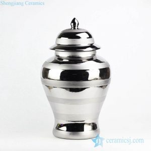 RYNQ238 Silver stripe design China factory supply porcelain home decor jar