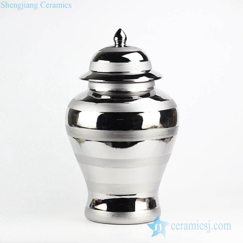 Silver stripe design China factory supplier made porcelain home decor jar