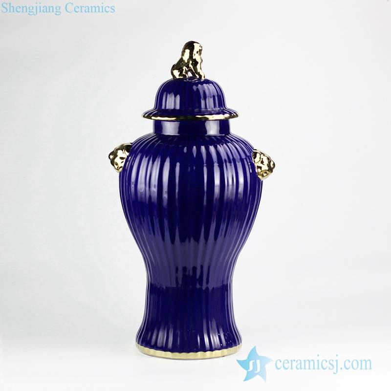 RYNQ241   RYNQ241-B    Tall plain color etched porcelain jar with gold rim