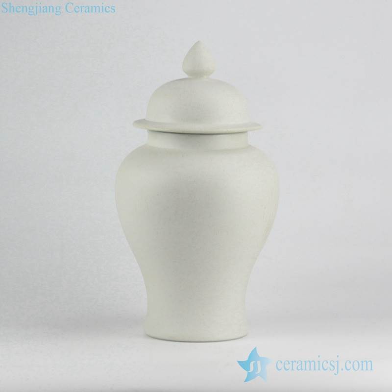Matt surface white solid color simple style porcelain ginger jar