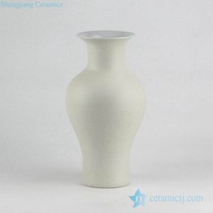 RYUJ19-J White color glaze in side crude clay outside design fish tail shape ceramic vase