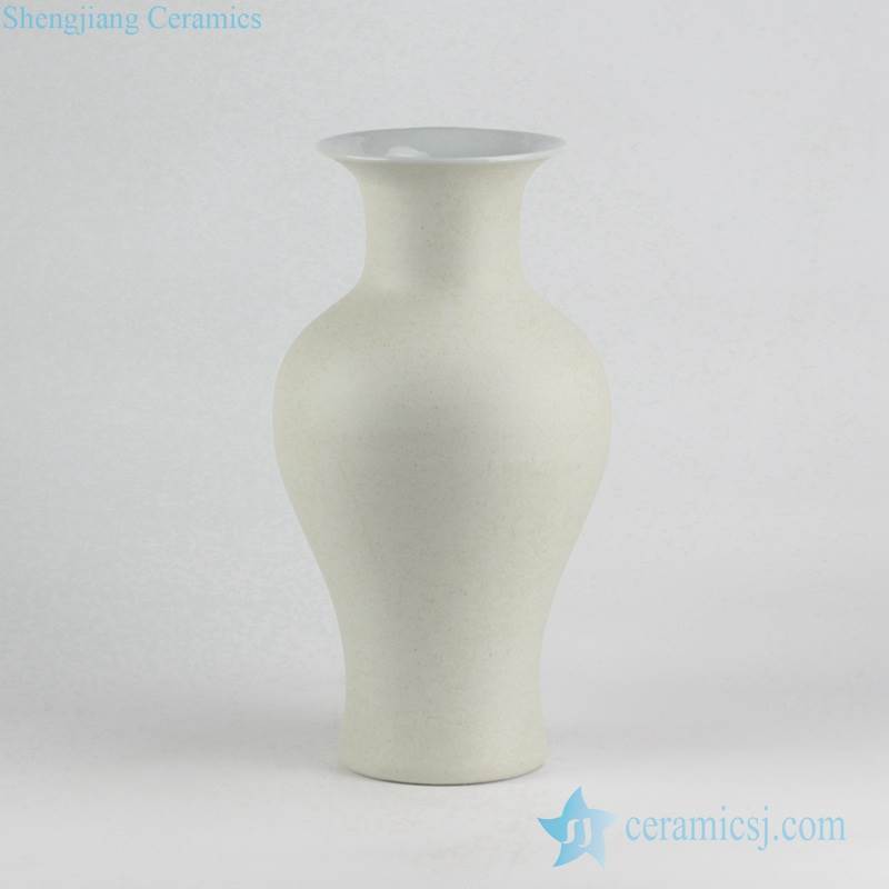 White color glaze in side crude clay outside design fish tail shape ceramic vase