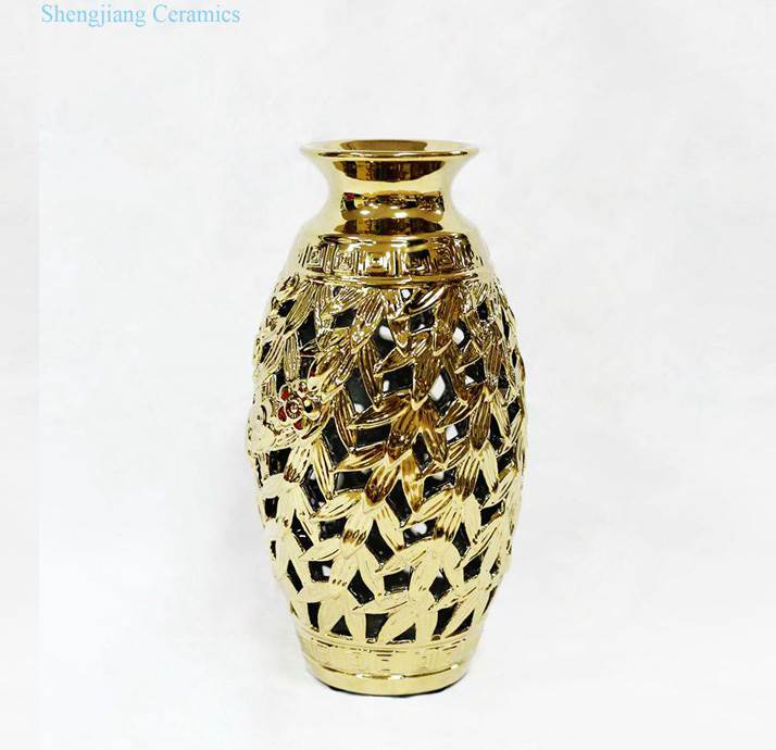 gold ceramic vase