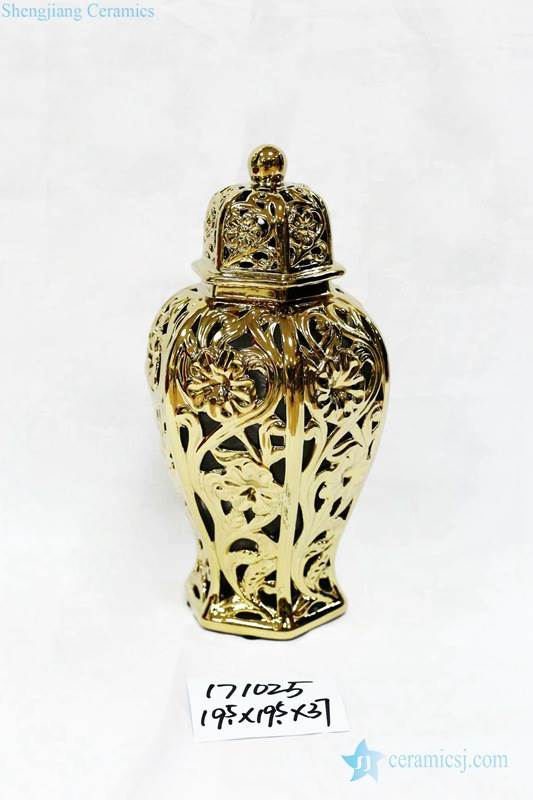 Gold style ceramic jar