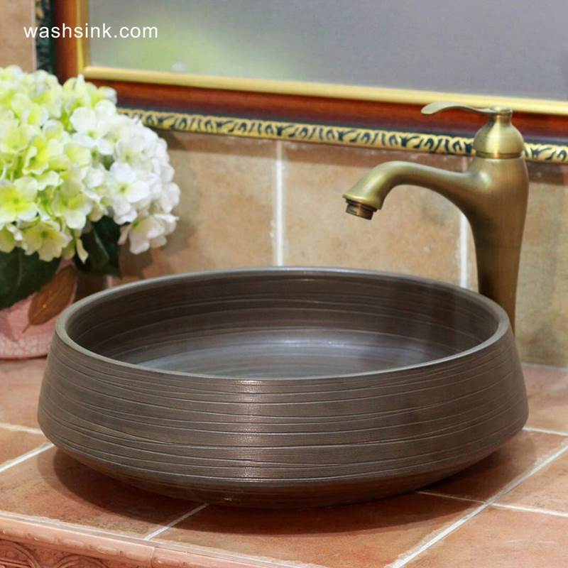 TPAA-058-w15h41j395 TPAA-058 Metal style round ceramic counter mount sanitary ware - shengjiang  ceramic  factory   porcelain art hand basin wash sink