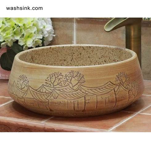 TPAA-068-w15h41j395 TPAA-068 Speckle clay material simple style nostalgia ceramic lavatory sink - shengjiang  ceramic  factory   porcelain art hand basin wash sink