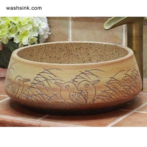 TPAA-069-w15h41j395 TPAA-069 kingfisher and reed carved pattern ceramic bathroom vanity basin - shengjiang  ceramic  factory   porcelain art hand basin wash sink