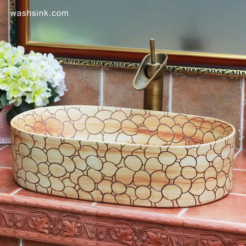 TPAA-103-w56×33×15j3135 TPAA-103 Bubble design hand carved designer bathroom oval ceramic sinks - shengjiang  ceramic  factory   porcelain art hand basin wash sink