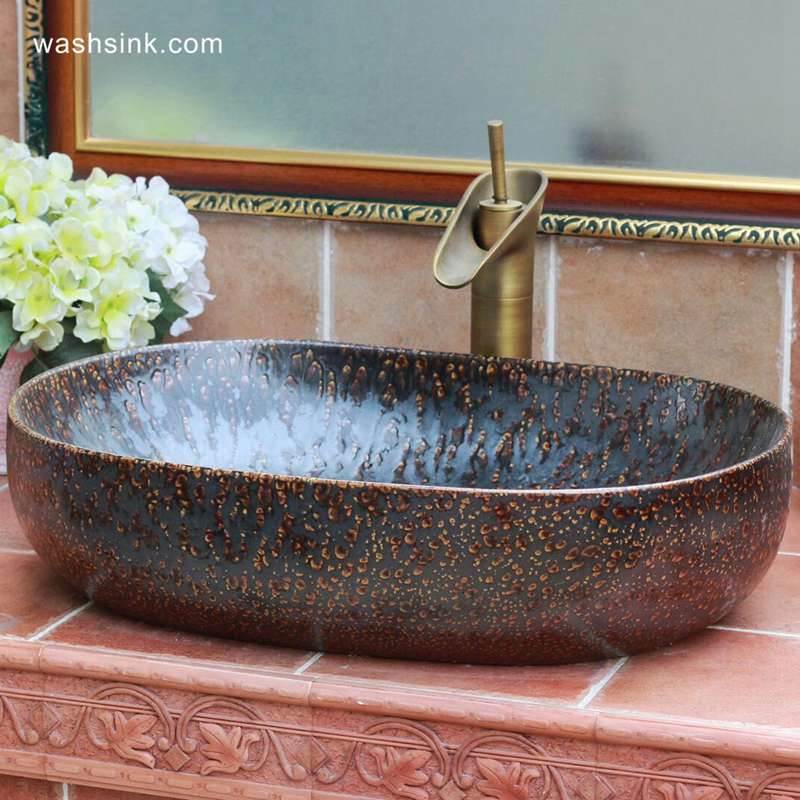 TPAA-114-w58×40×15j3135 TPAA-114 Solar flare glaze oval vintage kitchen sink - shengjiang  ceramic  factory   porcelain art hand basin wash sink