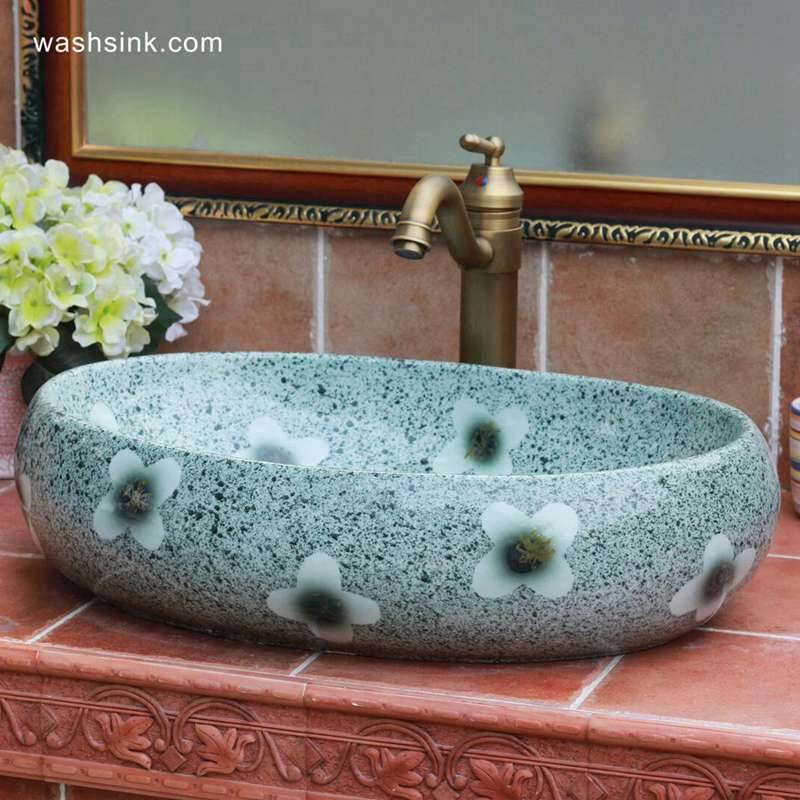 Cheap price high quality China factory sale floral oval sink bowl