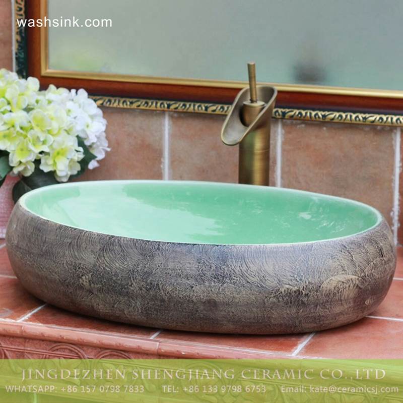 Turquoise stone style China factory sale inexpensive bathroom porcelain vanities 