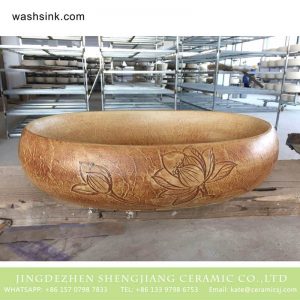 TPAA-160 Jinagxi Jingdezhen hand carved Buddha lotus pattern pottery discount toilet trough