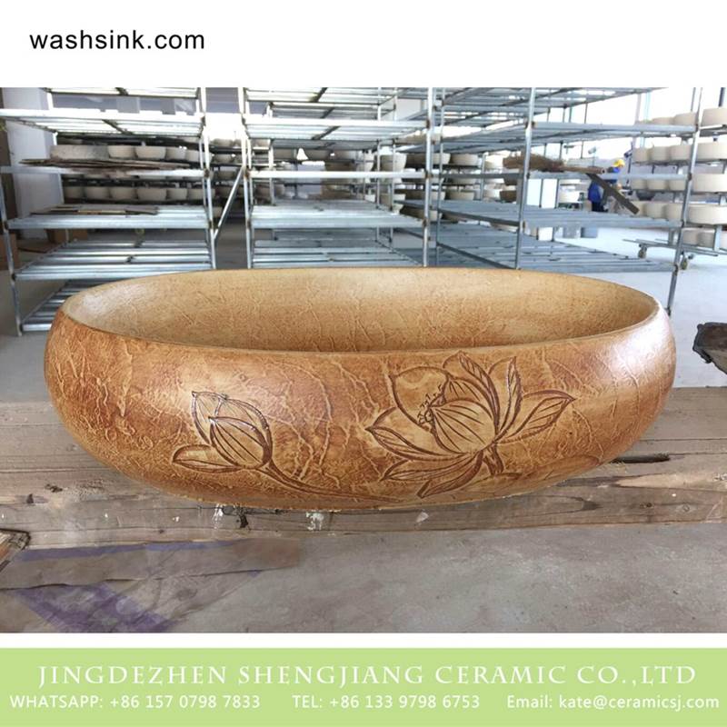  Jinagxi Jingdezhen hand carved Buddha lotus pattern pottery discount toilet trough