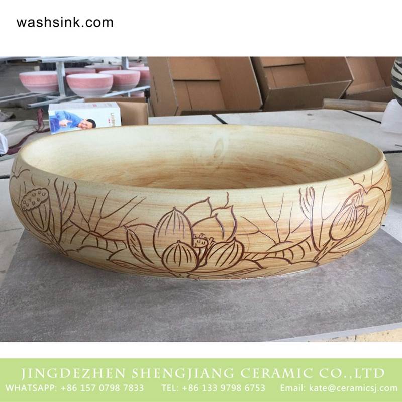 Made in China high quality interior fitment carved lotus pottery sanitary ware