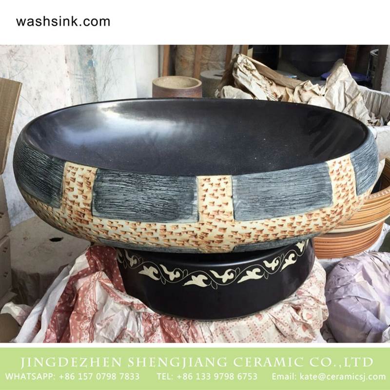 Basin ceramic factory online direct sale black style clay vanity unit