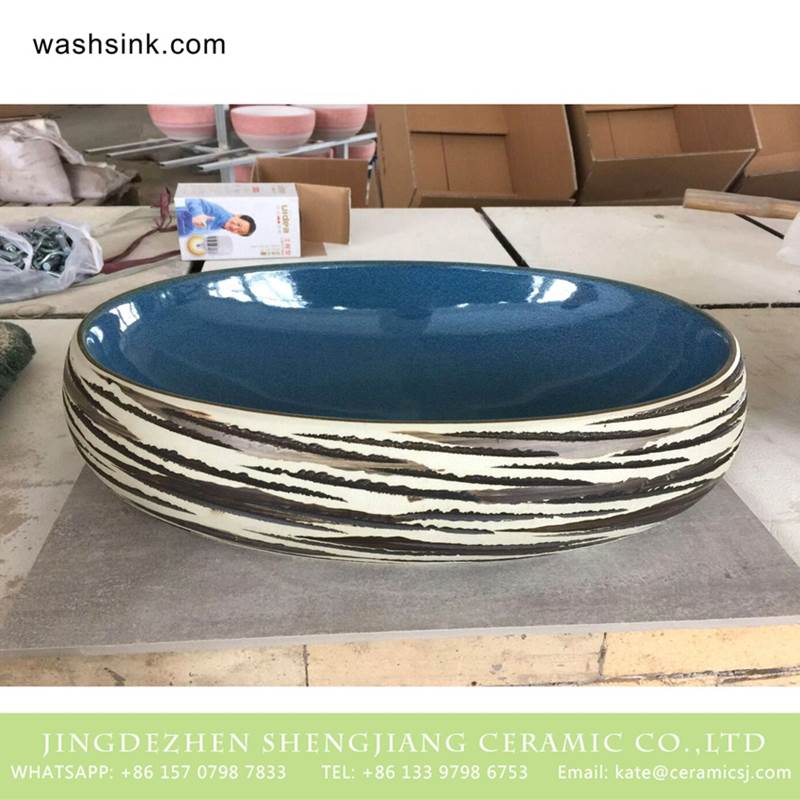 Bulk sale good price Chinese freehand brush work design porcelain hotel independent hung wash basin
