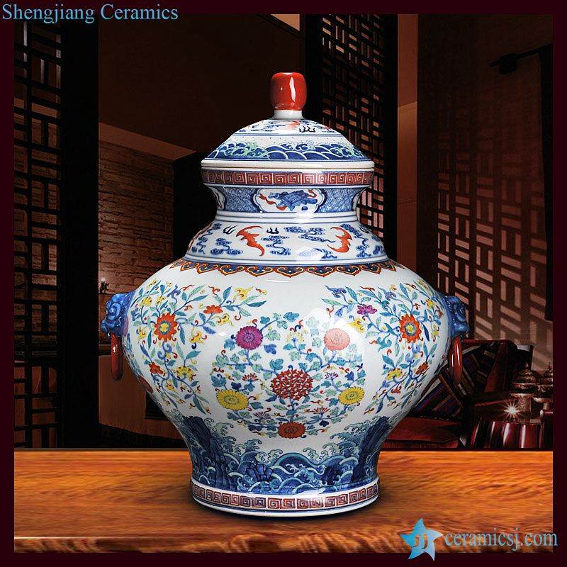 Colorful floral pattern unique design Jingdezhen manufacture offers porcelain temple jar