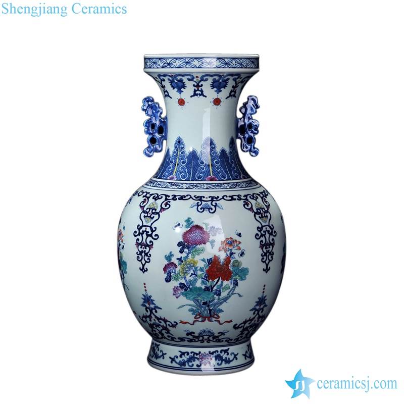 Jingdezhen factory wholesale price hand paint blue and white bouquet ceramic vase