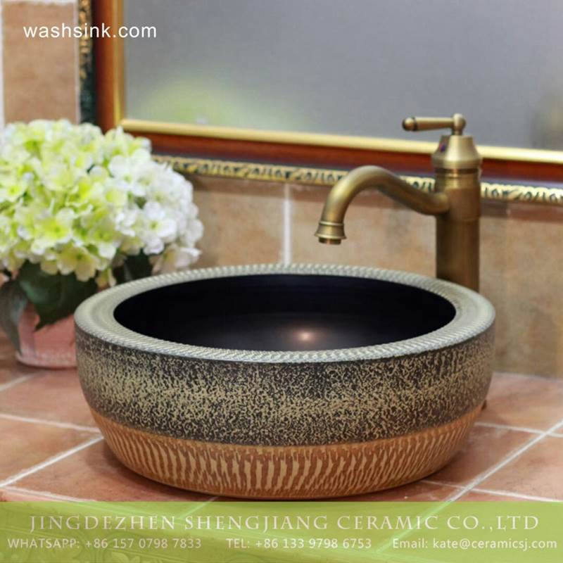 Asian online sale marble style thick ceramic bathroom vanity sets 