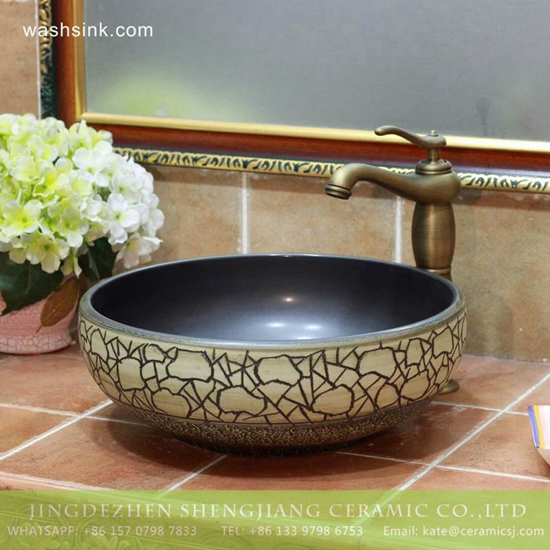  Jingdezhen Shengjiang round art ceramic bathroom sinks and cabinets 
