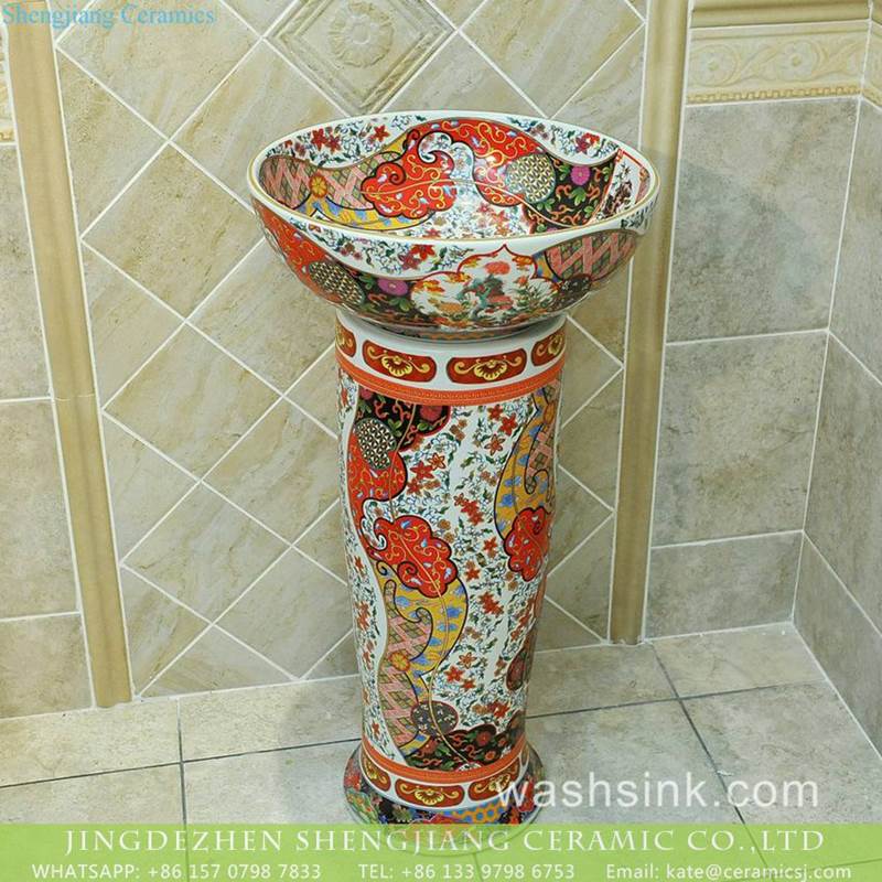Ceramic capital hot sell Indonesia style fantastic floral porcelain toilet pedestal sink