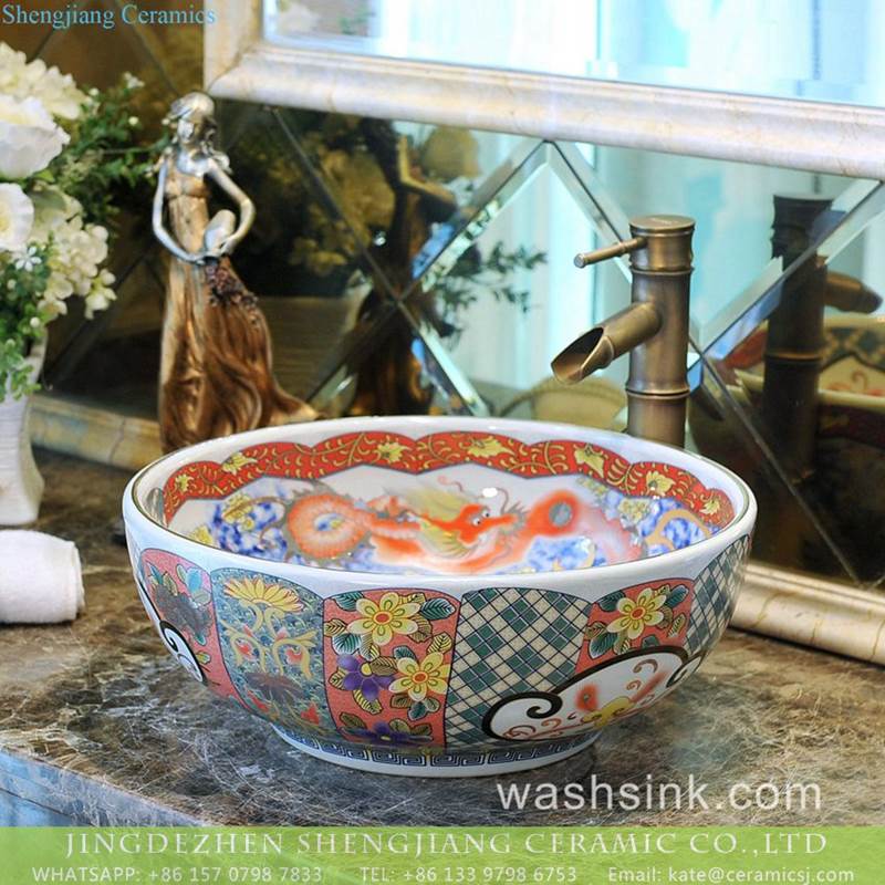 Traditional China dragon style imperial palace ceramic  enamel wash bowl