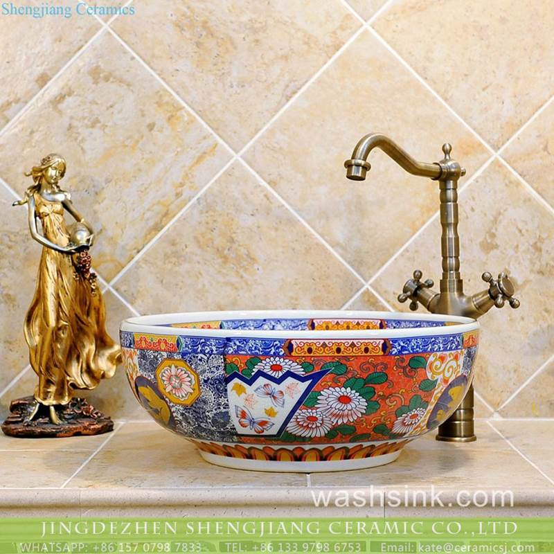 China style colorful ceramic temporary sink 