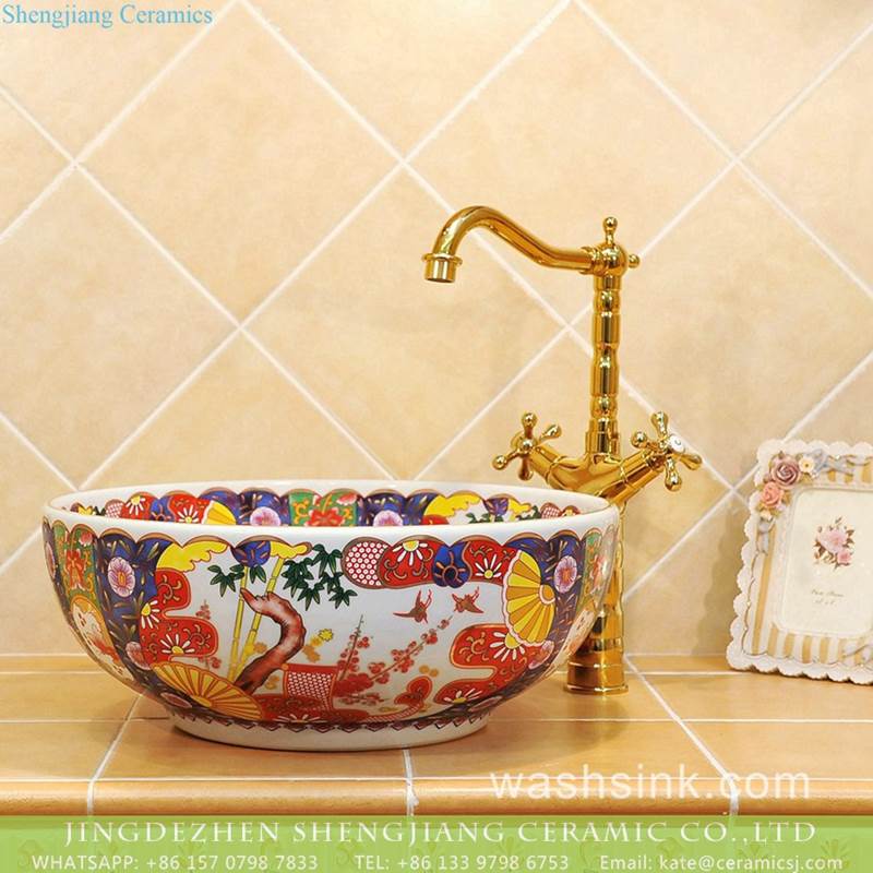 China supplier best price floral garden pattern modern ceramic washroom sink 
