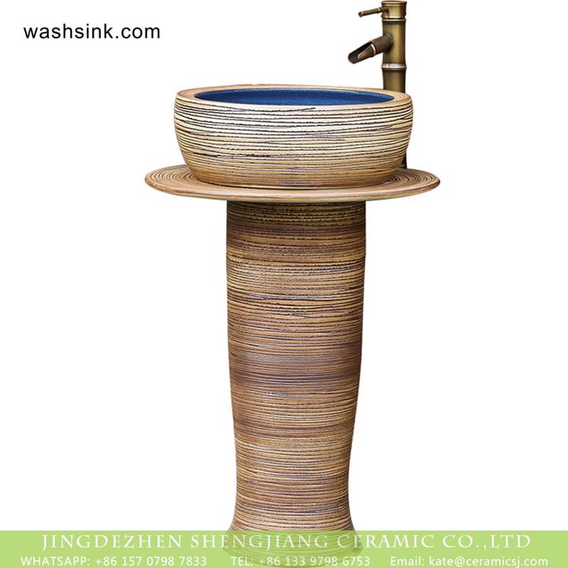 American luxury handicraft pedestal pottery wash hair basin