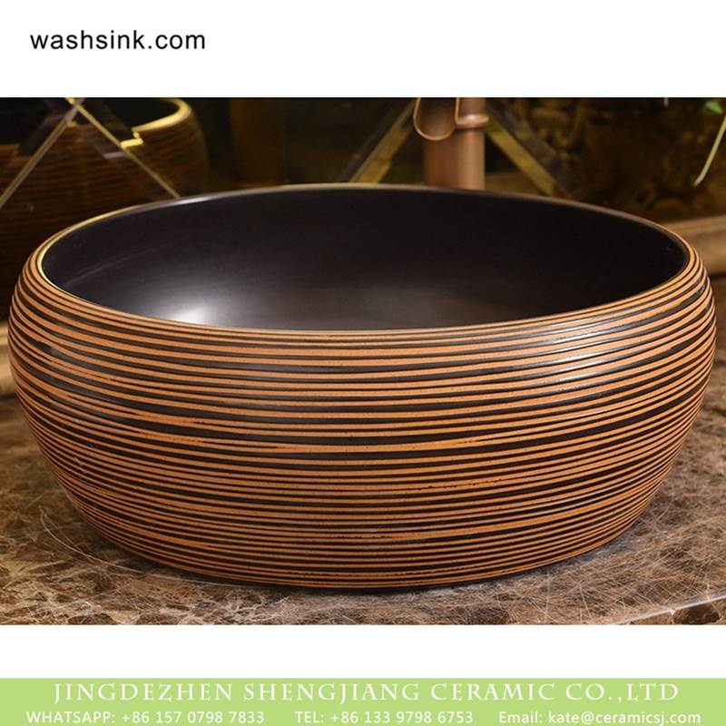 China traditional high quality bathroom ceramic brown and black stripes sanitary ware